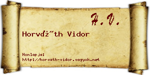 Horváth Vidor névjegykártya